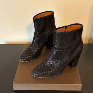 Chie Mihara Textured Black Ankle Boots